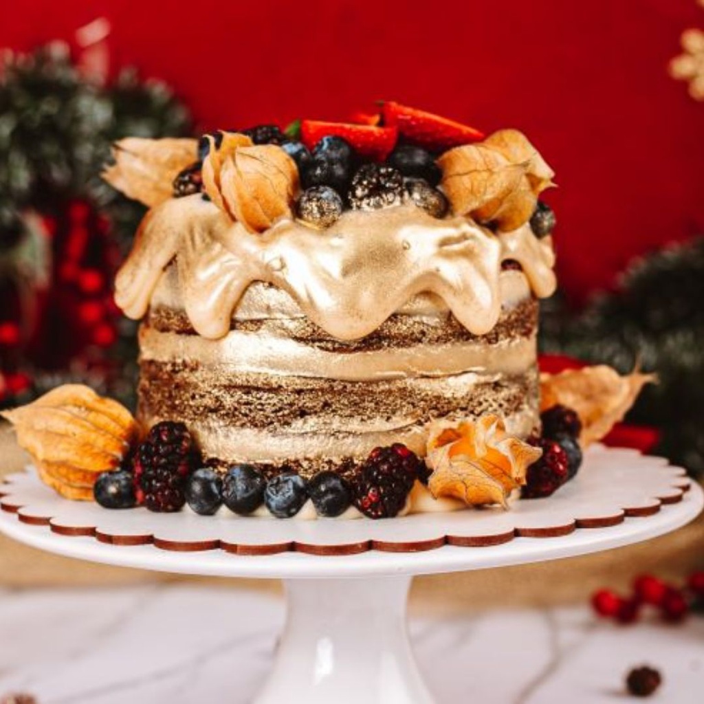 Naked Cake Natalina Dourada
