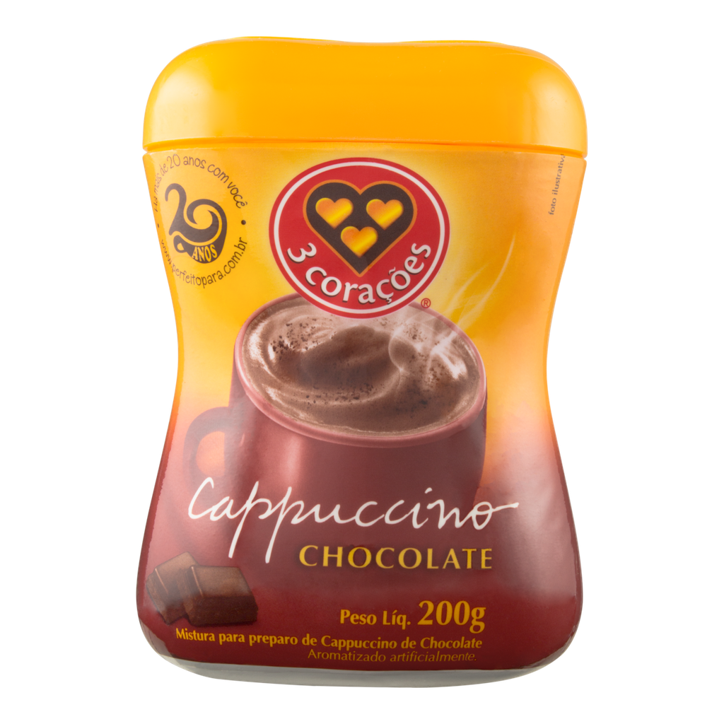 CAPPUCCINO 3 CORAÇÕES CHOCOLATE 200G