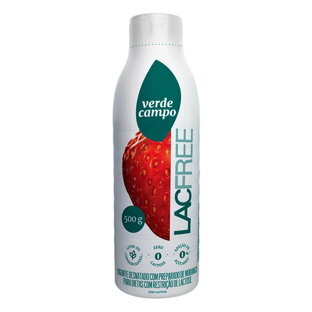 IOGURTE DE MORANGO LACFREE VERDE CAMPO 500G