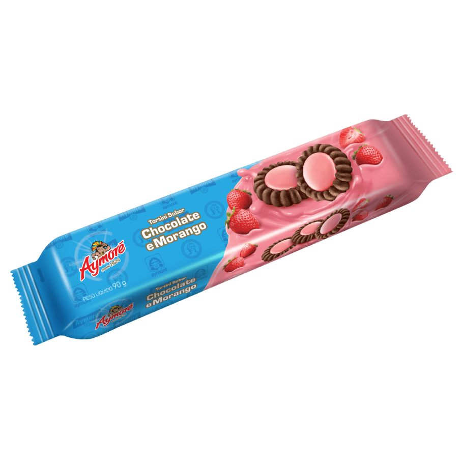 BISCOITO AYMORE TORTINI CHOCOLATE MORANGO 90G